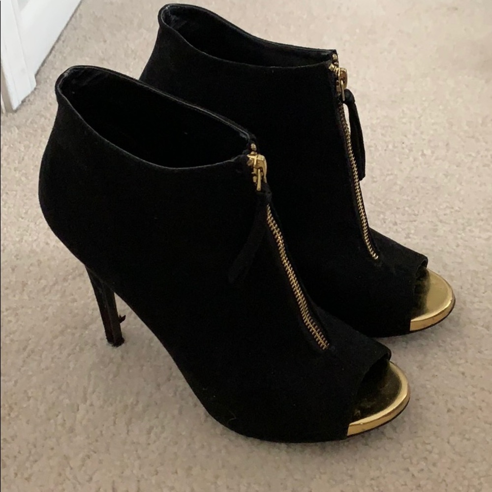 Black suede stiletto booties